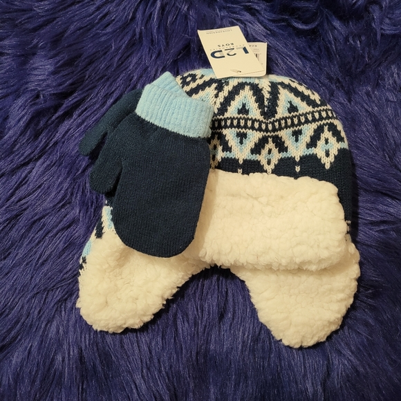 NEW Toddler Love2Design Hat Mittens Set L2D blue multi - Picture 2 of 8